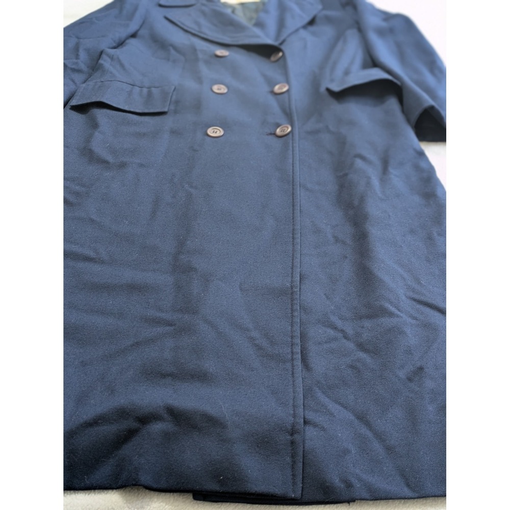 Pendleton Women's Coat Vintage 100% Virgin Wool Navy Blue Trench Size 10 Preppy - Picture 8 of 16